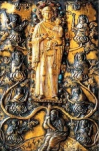 Ícono con la genealogía bíblica de los Bagration, que traza sus orígenes hasta Jesé, David y Salomón (c. siglo XVIII)